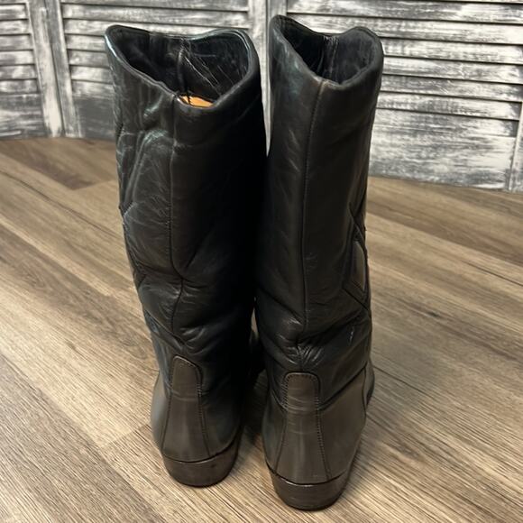 Vintage 1960s Womens MOD Stitched Leather Boots Size 9.5 - Picture 3 of 7